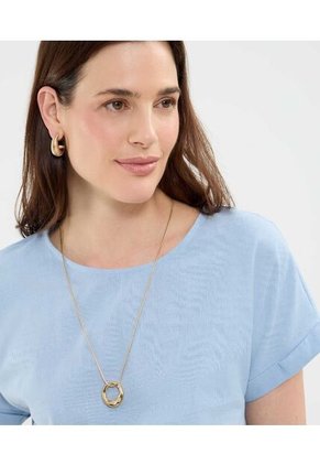 Blusa Con Doblez En Efecto Lino  Para Mujer Azul Patprimo