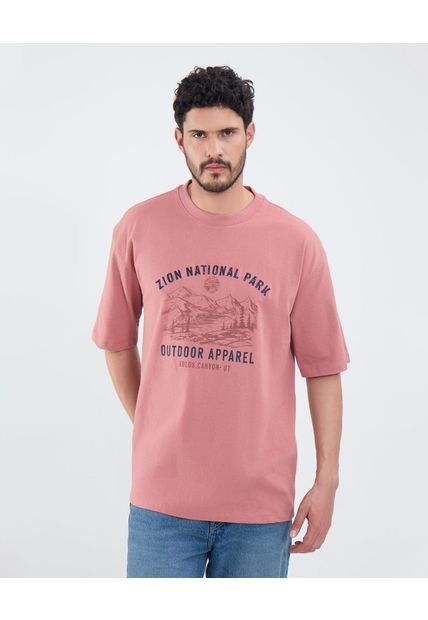 Camiseta Para Hombre Manga Corta Cuello Redondo Color Rosa Marca Patprimo #44090953