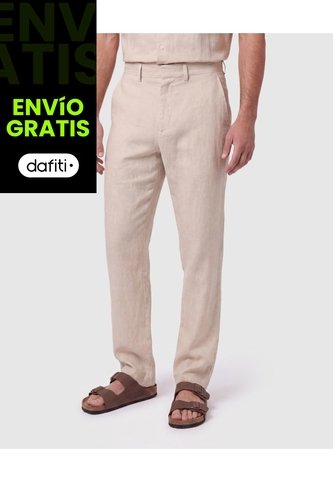 Pantalón Unicolor Fresco Para Hombre  Para Hombre Beige Patprimo Patprimo