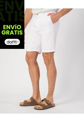 Bermuda Unicolor Con Bolsillos Diagonales   Para Hombre Blanco Patprimo Patprimo