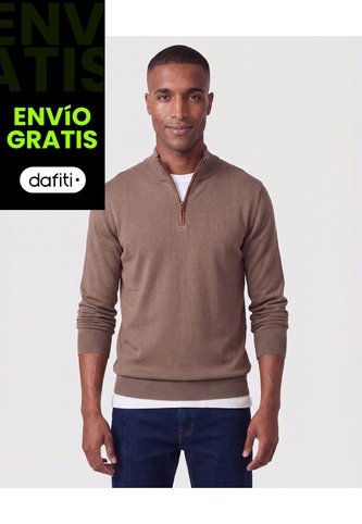 Saco Tejido De Cuello Alto Con Cierre Para Hombre  Para Hombre Café Patprimo Patprimo