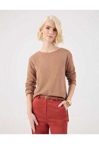 Camiseta Para Mujer Manga Larga Cuello Redondo Color Café Marca Patprimo #30093760 Patprimo