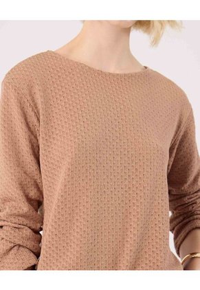 Camiseta Para Mujer Manga Larga Cuello Redondo Color Café Marca Patprimo #30093760