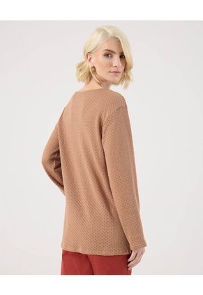 Camiseta Para Mujer Manga Larga Cuello Redondo Color Café Marca Patprimo #30093760