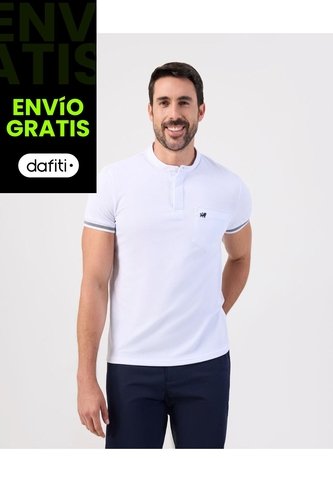 Polo Slim Fit Cuello Mao Y Bolsillo   Para Hombre Blanco Patprimo Patprimo