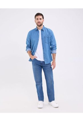 Camisa Para Hombre Manga Larga Con Bolsillo Cuello Casual M Color Azul Marca Patprimo #44013116