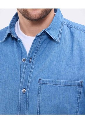 Camisa Para Hombre Manga Larga Con Bolsillo Cuello Casual M Color Azul Marca Patprimo #44013116