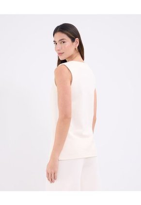 Camiseta Para Mujer Manga Sisa Cuello Redondo Color Crema Marca Patprimo #30093714