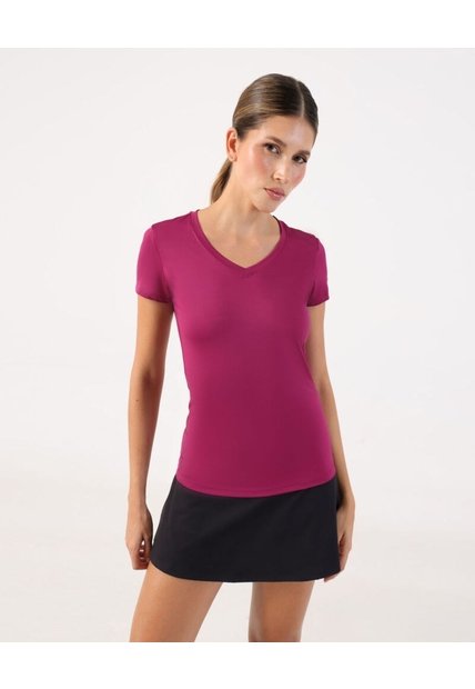 Camiseta Básica De Cuello En V  Para Mujer Vino Patprimo