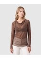 Camiseta De Mujer Con Cuello Enrollado  Para Mujer Café Patprimo de Patprimo