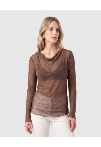 Camiseta De Mujer Con Cuello Enrollado  Para Mujer Café Patprimo Patprimo