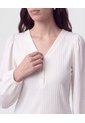 Camiseta Cuello En V Acanalada   Para Mujer Blanco Patprimo de Patprimo