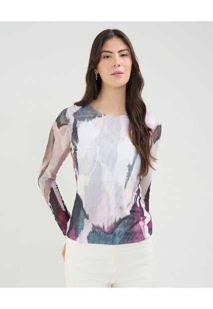 Camiseta Para Mujer Manga Larga Cuello Redondo Color Crudo Marca Patprimo #30093666