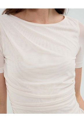 Camiseta Para Mujer Manga Corta Cuello Redondo Color Crema Marca Patprimo #30093758