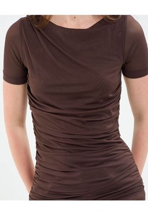 Camiseta Para Mujer Manga Corta Cuello Redondo Color Café Marca Patprimo #30093758