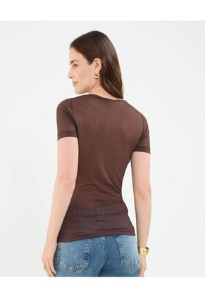 Camiseta Para Mujer Manga Corta Cuello Redondo Color Café Marca Patprimo #30093758