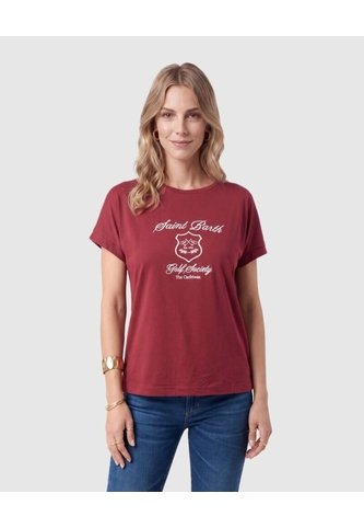 Camiseta Estampada Manga Corta Para Mujer  Para Mujer Vino Patprimo Patprimo