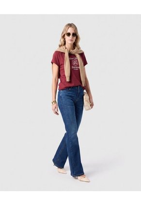Camiseta Estampada Manga Corta Para Mujer Para Mujer Vino Patprimo