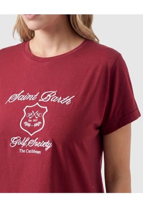 Camiseta Estampada Manga Corta Para Mujer Para Mujer Vino Patprimo