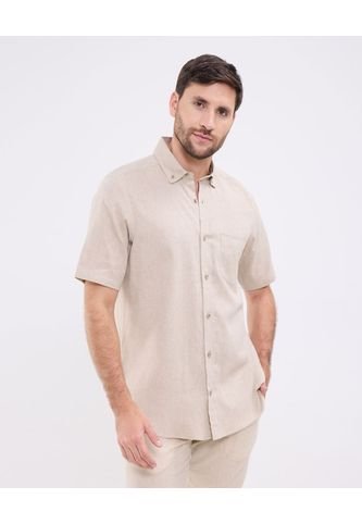 Camisa Para Hombre Manga Corta Con Bolsillo Cuello Button D Color Beige Marca Patprimo #44013138 Patprimo