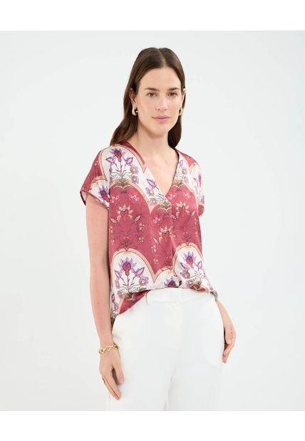 Blusa Para Mujer Manga Corta Color Vino Marca Patprimo #30123526