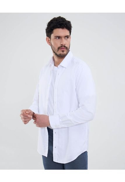 Camisa Para Hombre Manga Larga Sin Bolsillo Cuello Casual M Color Blanco Marca Patprimo #44013098