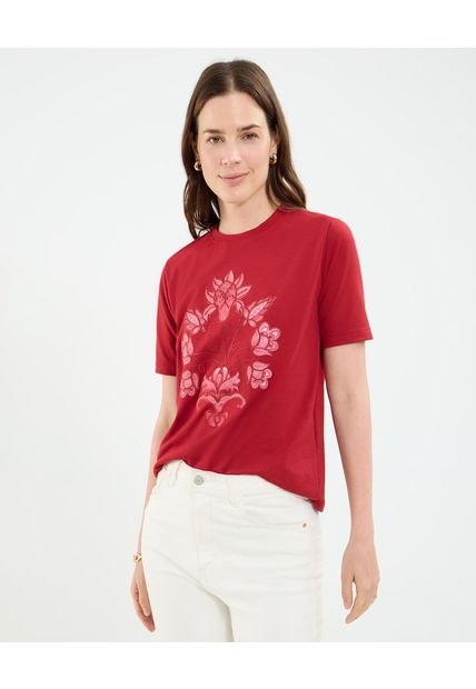 Camiseta Para Mujer Manga Corta Cuello Redondo Color Rojo Marca Patprimo #30093747
