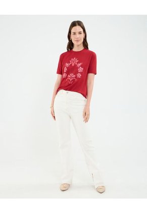 Camiseta Para Mujer Manga Corta Cuello Redondo Color Rojo Marca Patprimo #30093747