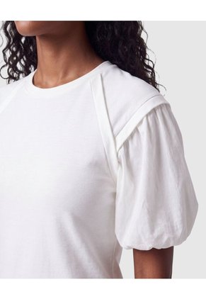 Camiseta Mangas Abullonadas Para Mujer Para Mujer Blanco Patprimo
