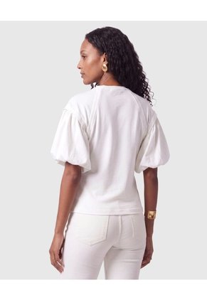 Camiseta Mangas Abullonadas Para Mujer Para Mujer Blanco Patprimo