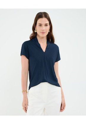 Camiseta Para Mujer Manga Corta Cuello V Color Azul Marca Patprimo #30093706