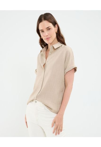 Camisa Para Mujer Manga Corta Color Beige Marca Patprimo #30010714