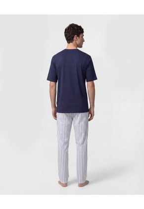 Pijama De Camisa Con Botones   Para Hombre Azul Patprimo
