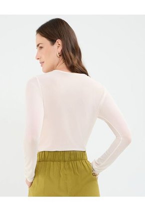 Camiseta Para Mujer Manga Larga Cuello Redondo Color Blanco Marca Patprimo #30093757