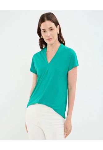 Camiseta Para Mujer Manga Corta Cuello V Color Verde Marca Patprimo #30093706 Patprimo