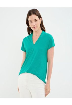 Camiseta Para Mujer Manga Corta Cuello V Color Verde Marca Patprimo #30093706