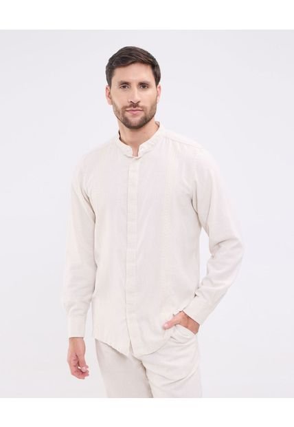 Camisa Guayabera Para Hombre Manga Larga Sin Bolsillo Color Beige Marca Patprimo #44030398