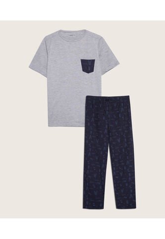 Pijama Para Niño M/C P/L Color Gris  Marca Patprimo #63040038 Patprimo