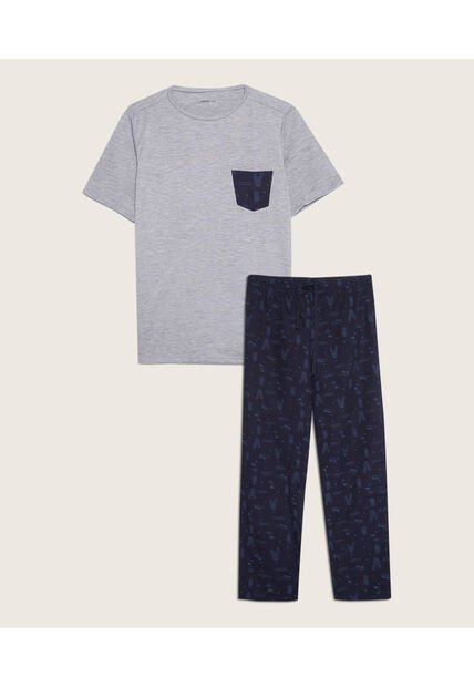 Pijama Para Niño M/C P/L Color Gris  Marca Patprimo #63040038