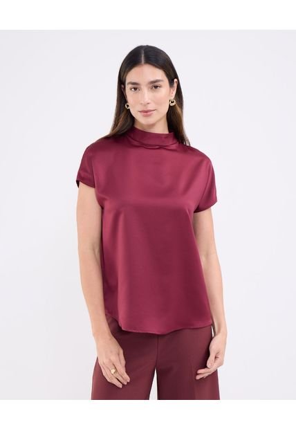 Blusa Para Mujer Manga Corta Color Vino Marca Patprimo #30123525