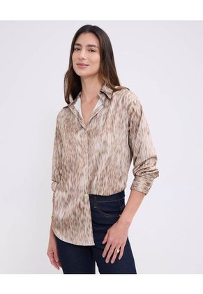 Camisa Para Mujer Manga Larga Color Café Marca Patprimo #30010694