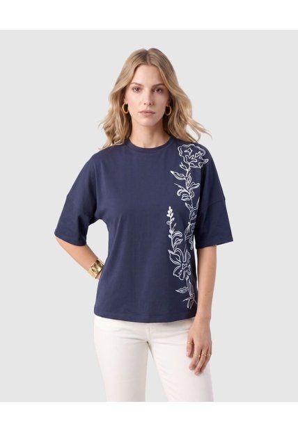 Camiseta Manga Corta Para Mujer  Para Mujer Azul Patprimo