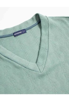 Suéter Liviano Con Cuello V   Para Mujer Verde Patprimo