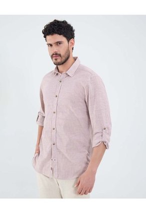 Camisa Para Hombre Manga Larga Sin Bolsillo Cuello Casual M Color Vino Marca Patprimo #44013155