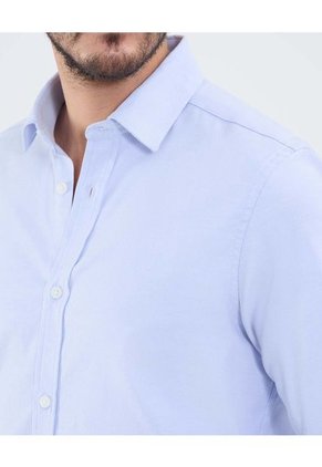 Camisa Para Hombre Manga Larga Sin Bolsillo Cuello Casual M Color Azul Marca Patprimo #44013098