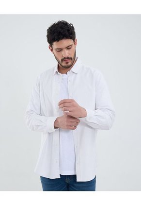 Camisa Para Hombre Manga Larga Sin Bolsillo Cuello Casual M Color Blanco Marca Patprimo #44013165
