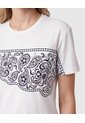 Camiseta Estampado Manga Corta Para Mujer  Para Mujer Blanco Patprimo de Patprimo