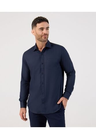 Camisa Formal De Manga Larga Con Bolsillo   Para Hombre Azul Patprimo Patprimo
