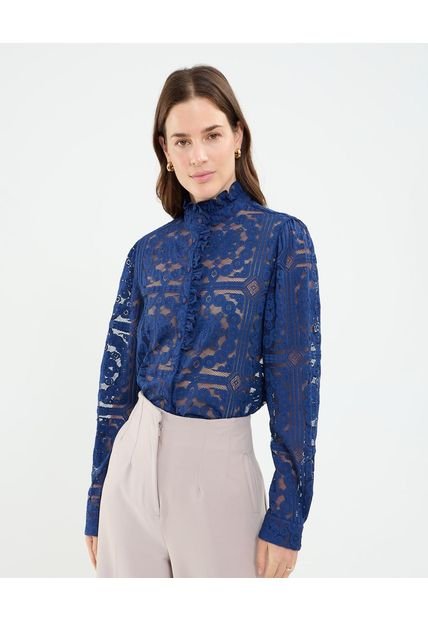 Blusa Para Mujer Manga Larga Color Azul Marca Patprimo #30123490