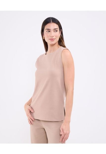 Camiseta Para Mujer Manga Sisa Cuello Redondo Color Café Marca Patprimo #30093714